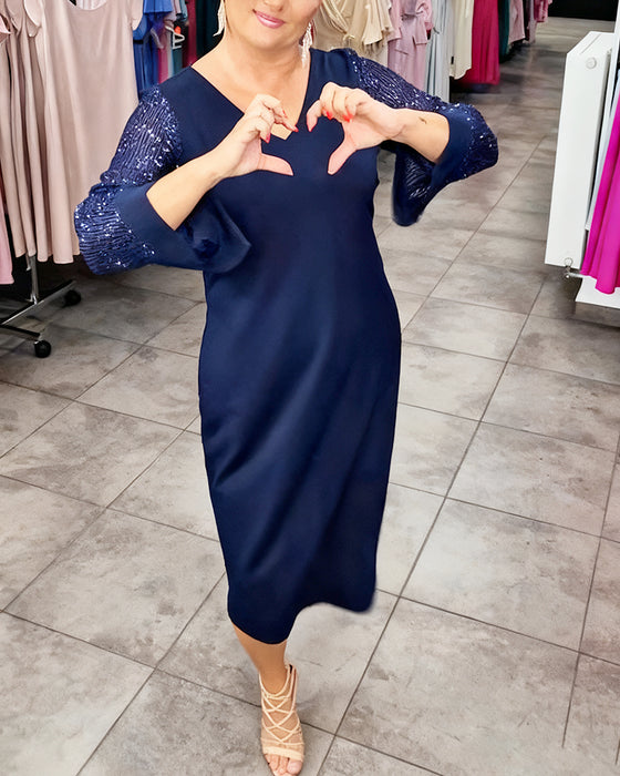 Robe Élégante Ample À Col V