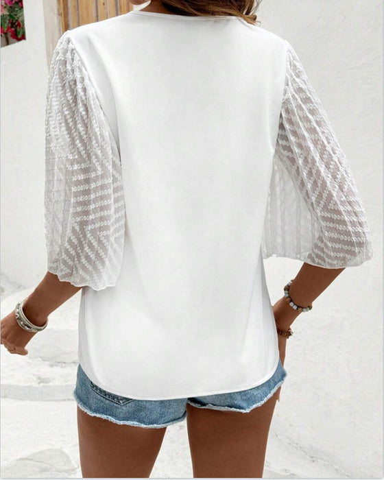 Blouse Unie Col En V Coupe Ample