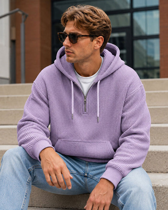 Hoodie Homme Unie Fermeture Éclair Pull