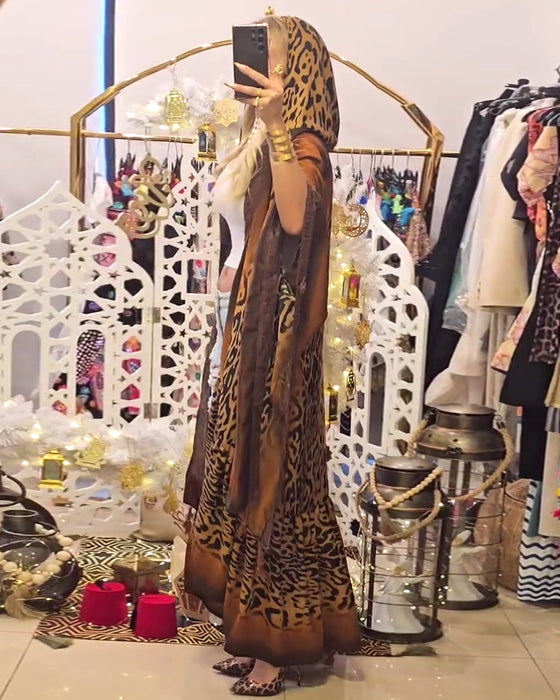 Manteau Manches Chauve-Souris Imprimé Léopard