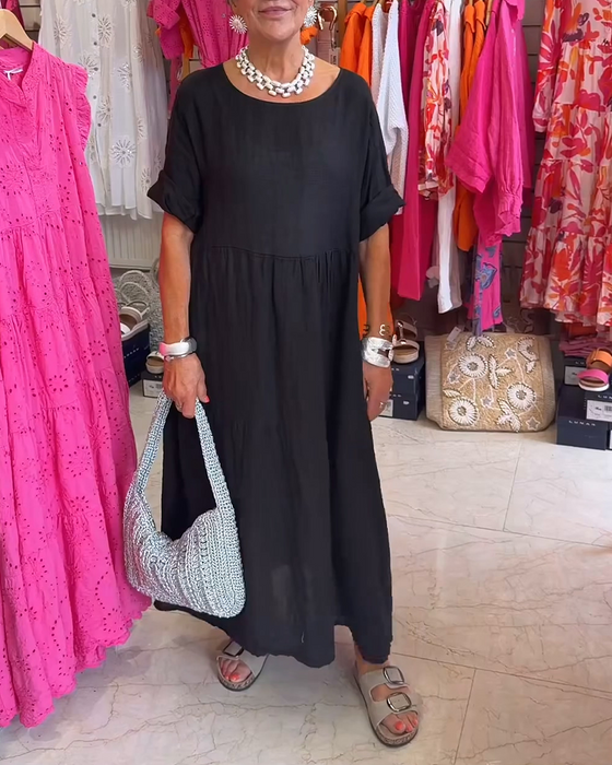 Robe Plissée Décontractée Unie