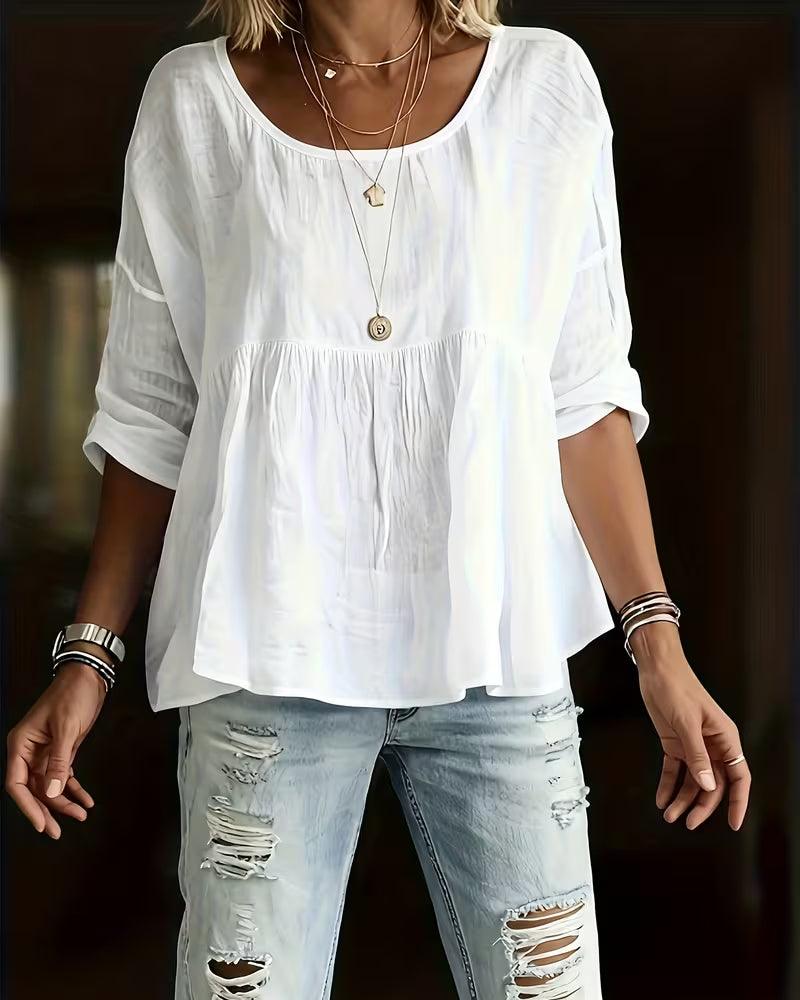 Haut Col-rond Large Uni-couleur