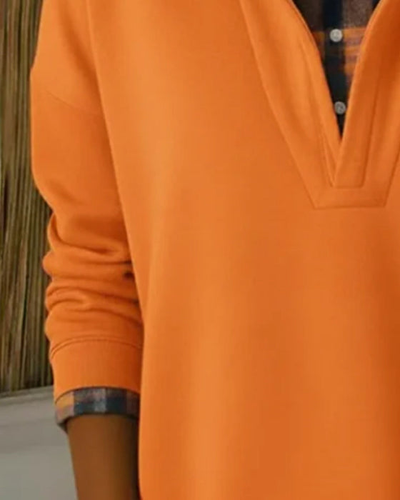 Sweat À Capuche Effet Deux-En-Un Patchwork À Carreaux