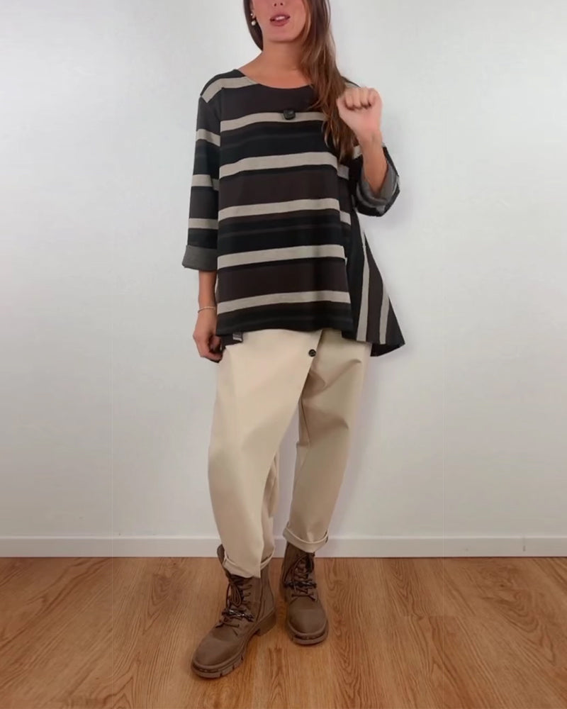 Pantalon Style Designer Coupe Irrégulière Carotte