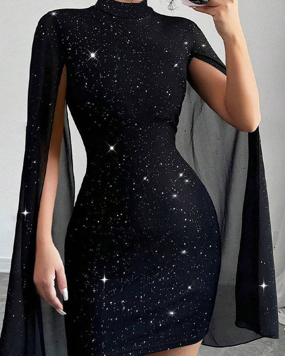 Robe Cape En Mousseline Élégante Et Ultra Cintrée