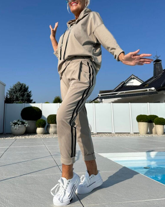 Ensemble De Deux Pièces Décontracté Avec Sweat À Capuche Et Pantalon Pour Femmes