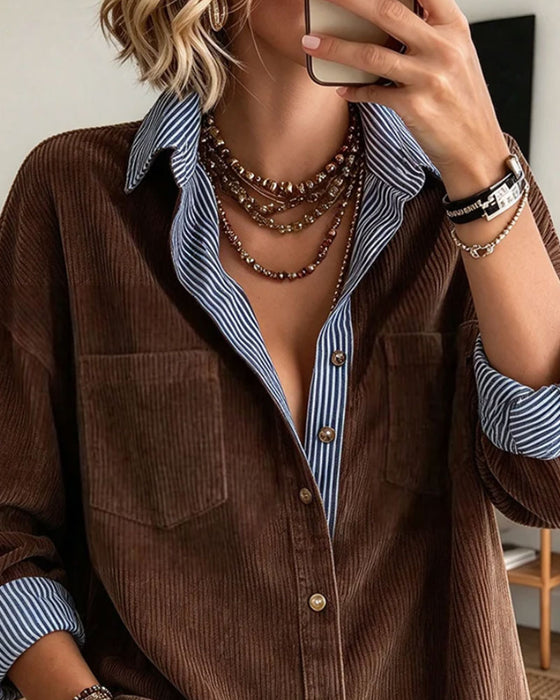 Chemise Bouton-Revers Faux Deux Pièces