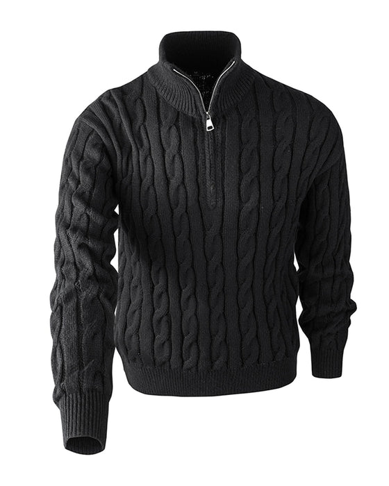 Pull Homme Unie Tressé Fermeture Éclair