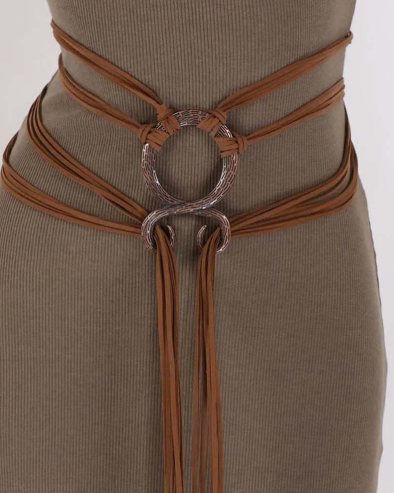 🔥Médiéval Viking Tressé Ceinture En Cuir Ensemble, Avec Boucle Anneau & Franges Décorations