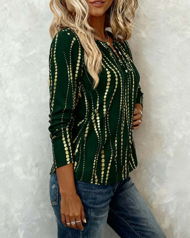 T-shirt à manches longues imprimé boutons