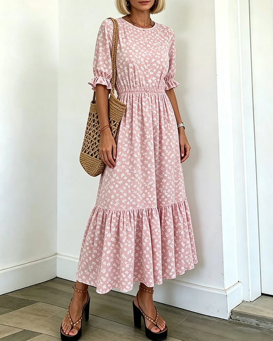 Robe Col Rond Imprimée