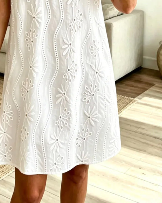Robe Col Rond Sans Manches Décontractée