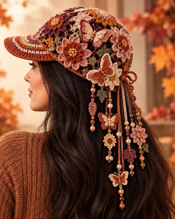 🍂 Casquette De Baseball D'Automne En Crochet Faite Main Pour Femme