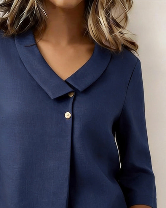 Blouse Revers Bouton Babydoll