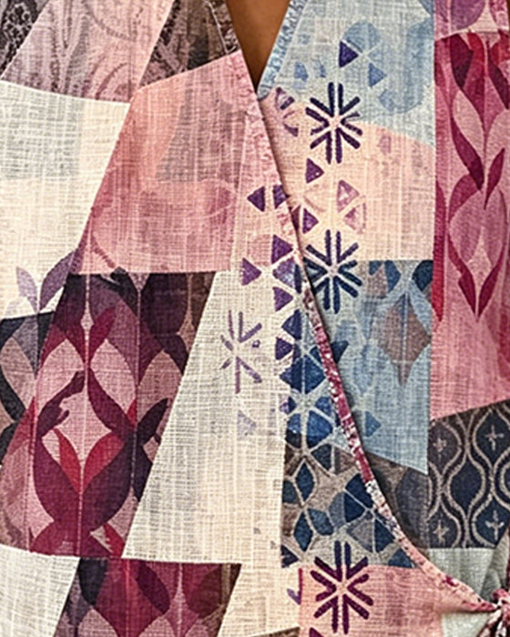 Blouse Décontractée Imprimée À Lacets