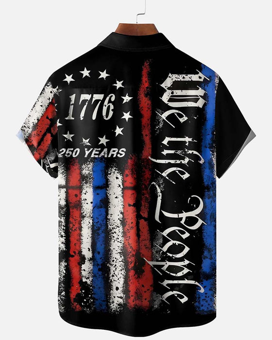 Chemise Col Étoiles Et Rayures Imprimé