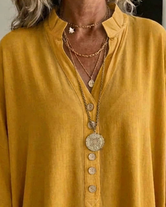 Blouse Unie Col V Manche Chauve-Souris