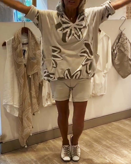 Pull À Capuche Tendance Manches Longues Imprimé