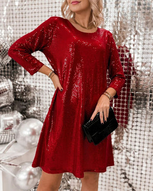 Robe Unie Décontractée Manche Longue