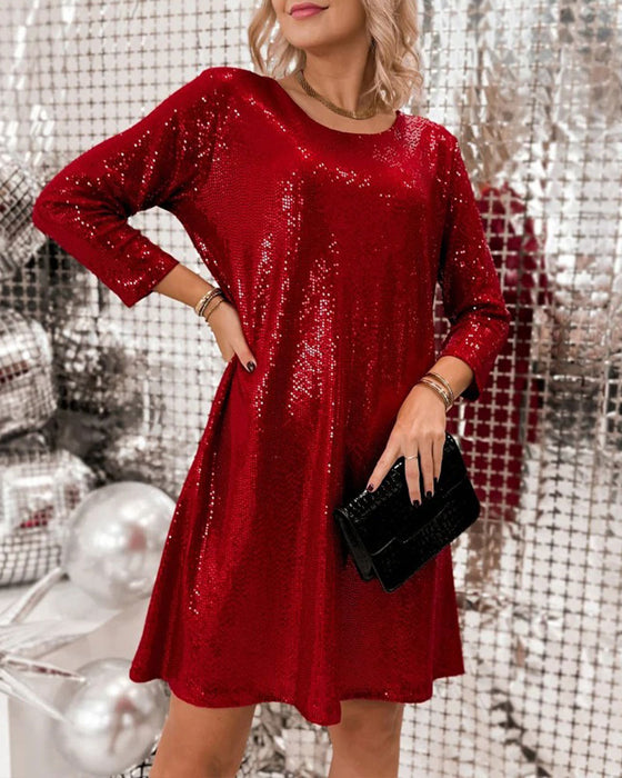 Robe Unie Décontractée Manche Longue