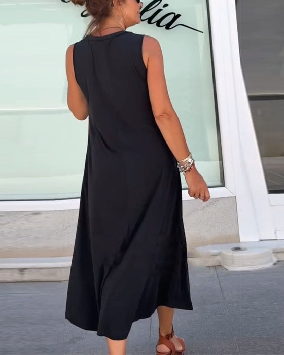 Robe Uni Sans Manches