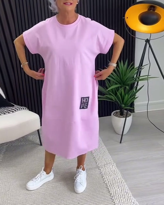 Robe Manche Courte Décontractée Droite Poche