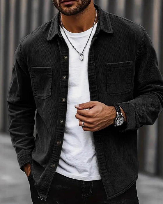 👔 Veste Chemise Décontractée En Velours Côtelé Pour Homme – Texture Classique Rencontre Confort Quotidien