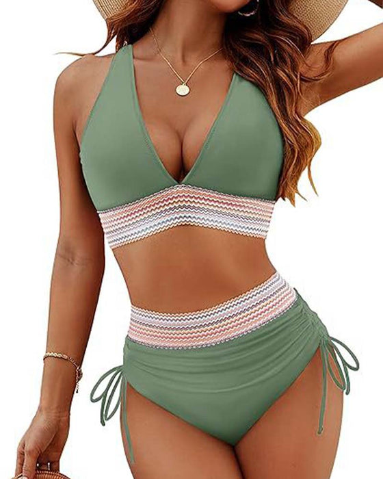 Bikini Vacances Col V À Lacets