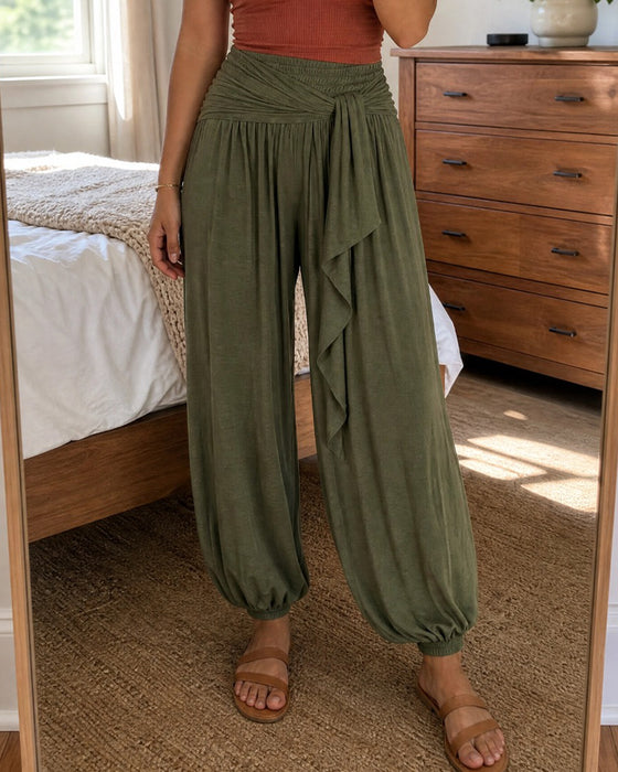 Pantalon Uni Cordon Serré Ballon