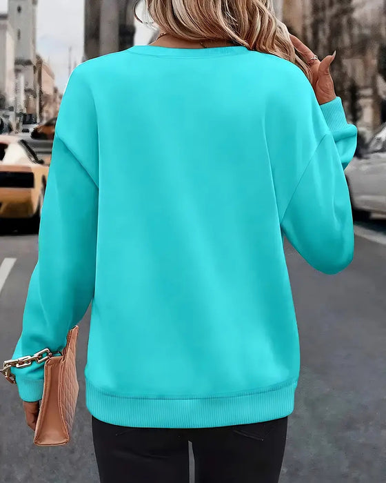 Sweat-Shirt Manches Longues Décontracté Imprimé