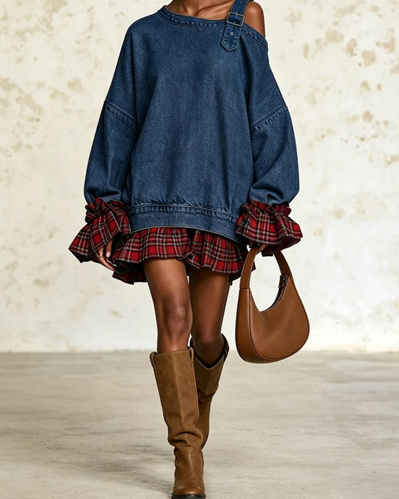 Robe Manche À Volant Une Épaule
