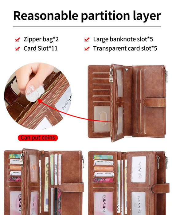 Portefeuille Long À Fermeture Éclair Pour Femme Tendance Exquis Cadeau