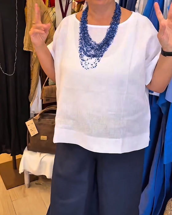 Blouse Col Rond Unie Droit Décontractée