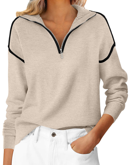 Sweatshirt Revers Fermeture Éclair Ligne