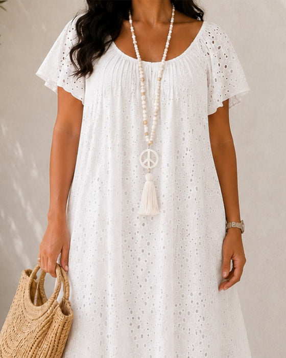 Robe Évidée Manches Ballon Longue