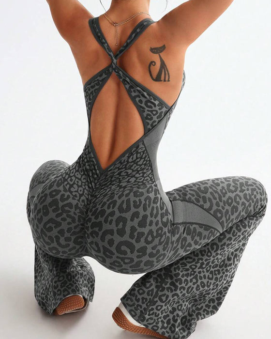 Combinaison De Yoga Léopard Sculptante