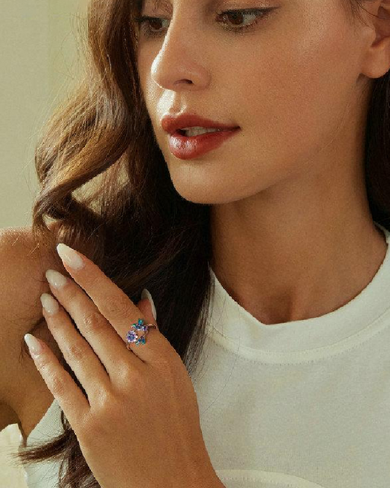 Bague Fleur & Oiseau Ajustable