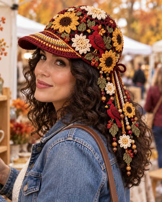 🍂 Casquette De Baseball D'Automne En Crochet Faite Main Pour Femme