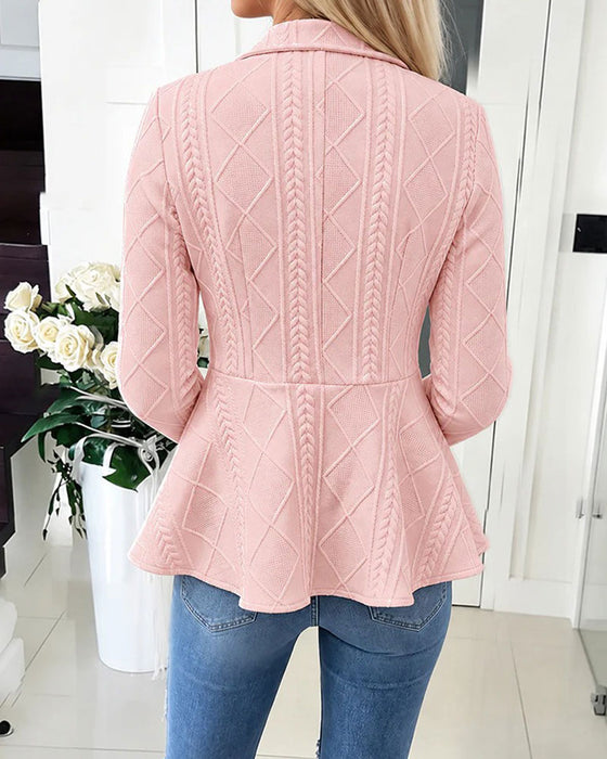 Veste Bouton Décontractée Unie