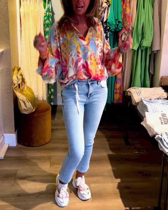 Haut à manches longues imprimé à revers