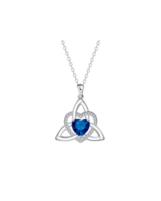 Collier Cœur Nœud Trinitaire Celtique Pierre De Naissance ✨ Pendentif Cœur Nœud Trinitaire Celtique Pierre De Naissance