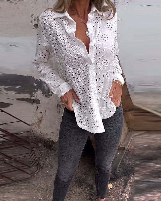 Chemise Manches Longues Revers Découpé