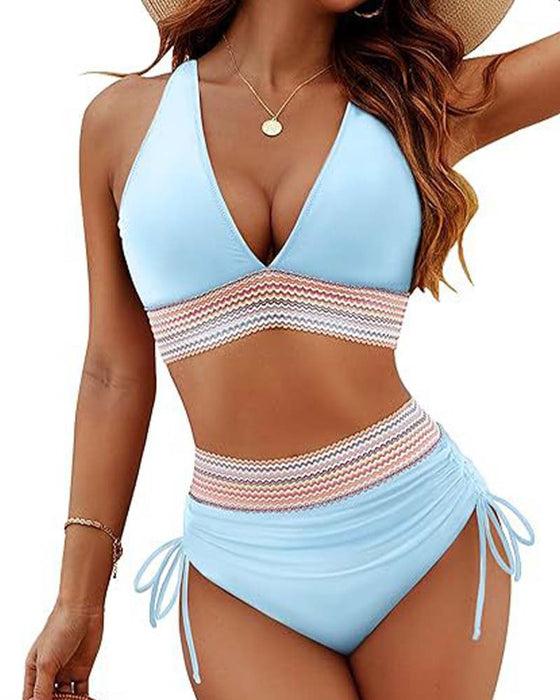 Bikini Vacances Col V À Lacets