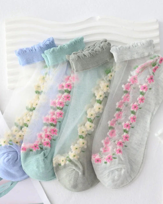 Chaussettes Fleuries Respirables D'Été
