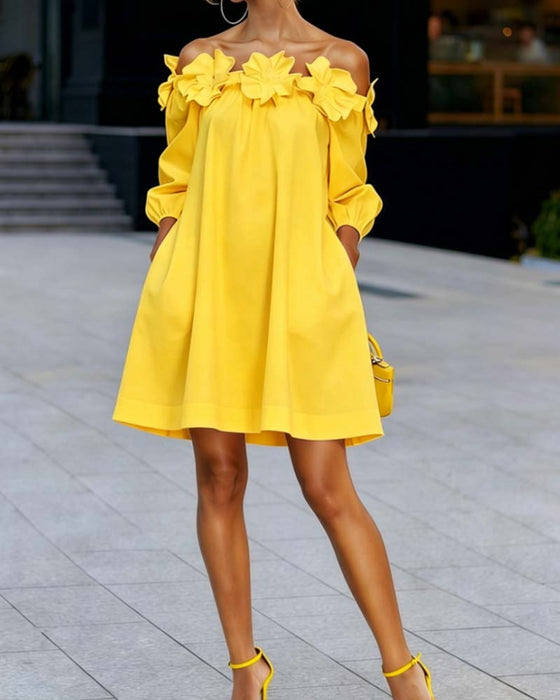 Robe Off-Shoulder Floral Accent