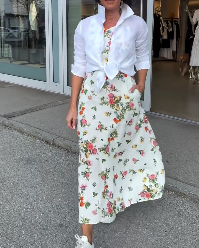 Robe Sans Manches Imprimée Décontractée