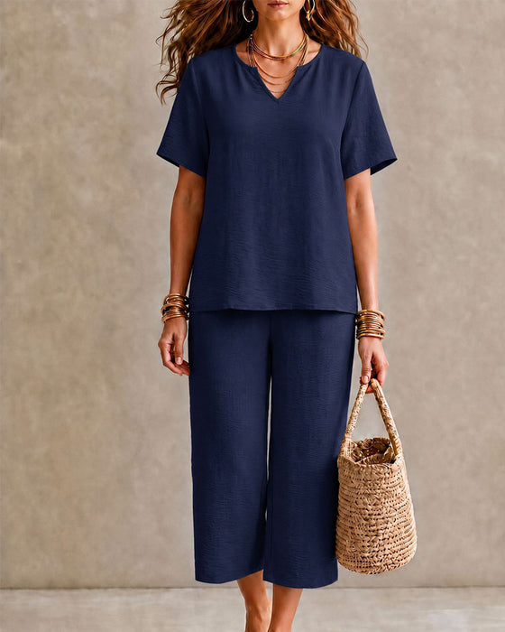 Set Haut Manches Courtes Et Pantalon Raccourci
