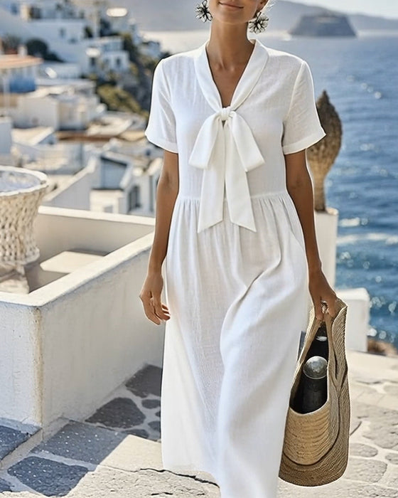 Robe Élégante Manches Courtes Ligne A