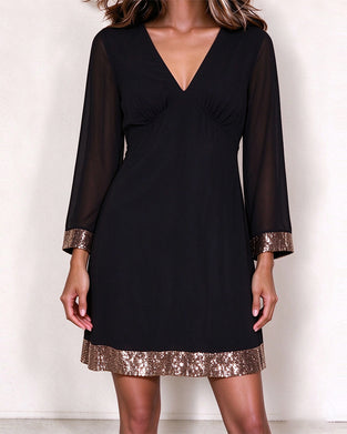 Robe Col En V Épissé Poignet