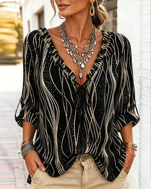 Blouse Volant Vague Col En V Attacher